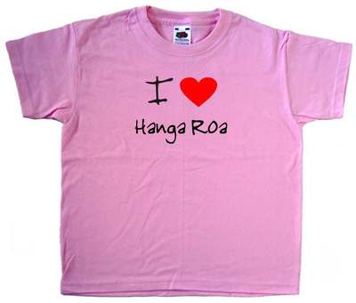 T-Shirt I Love Heart Hanga Roa rosa Kinder