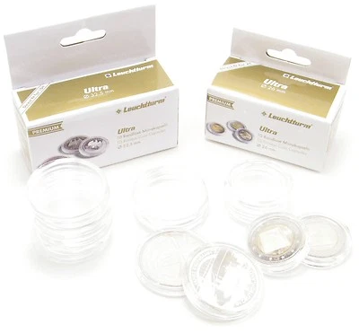 ULTRA Münzkapseln Leuchtturm 17- 41mm Kapseln Caps randlos 10er Pack alle Größen