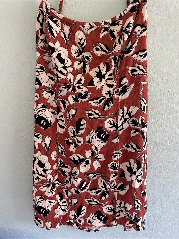 Mini Vestido Free People Bring it Back Rojo Óxido Floral Sin Mangas Espalda Abierta Tirantes M Foto 4 de 4