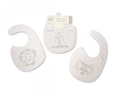 SHELDON AUSVERKAUF Baby Lätzchen Taufe festlich weiss silber bestickt