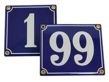 Hausschild 1- 99 Emailschild Blau Weiß Hausnummer