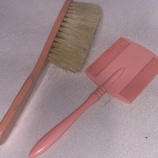 Vintage Baby Child Doll Brush and Comb Set Double Sided Comb Pink 50s 60s /40j
