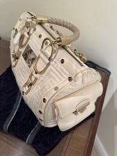 Autentica borsa Gianni Versace bianca trapuntata vernice "snap out of it"
