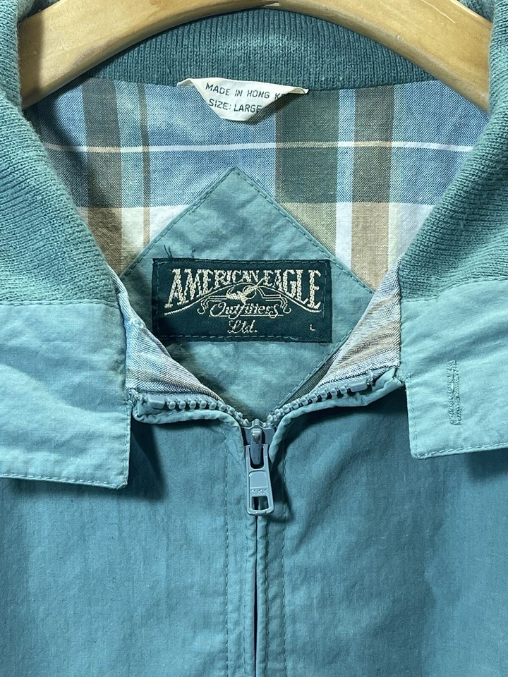 Chaqueta Vintage American Eagle Grande Azul Bombardero Franela Forrada Años 90 Y2K Foto 4 de 4