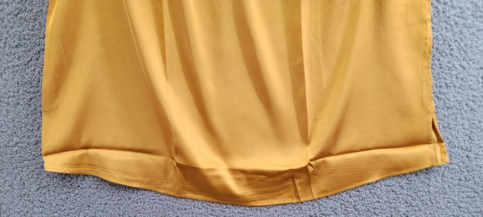 Top para mujer Kasper talla grande cuello en V sin mangas plisado-hombro 2X dorado firma Foto 4 de 4