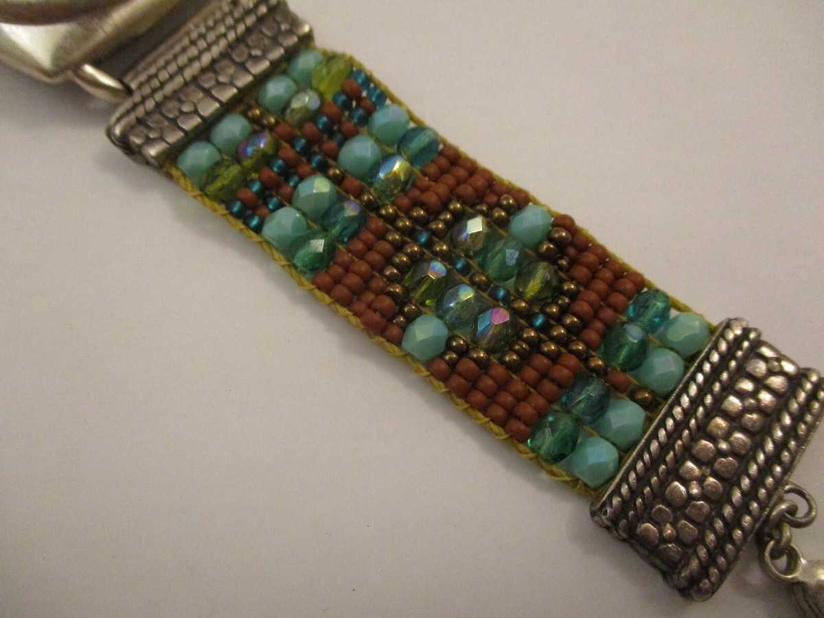 Santa Fe Chili Rose Woven Beads 925 Silver Watch Southwestern - Main Image