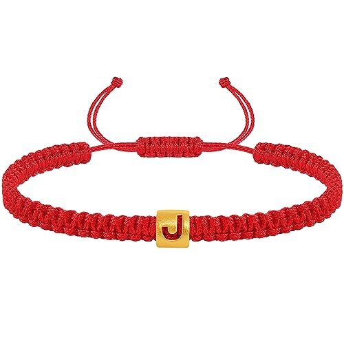 Initial Bracelets for Women Men Teen Boys Girls Woven Rope Braided Letter Red-J - Picture 1 of 7