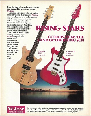 Westone Thunder 1 Concord II guitar 1982 advertisement 8 x 11 ad print 1A