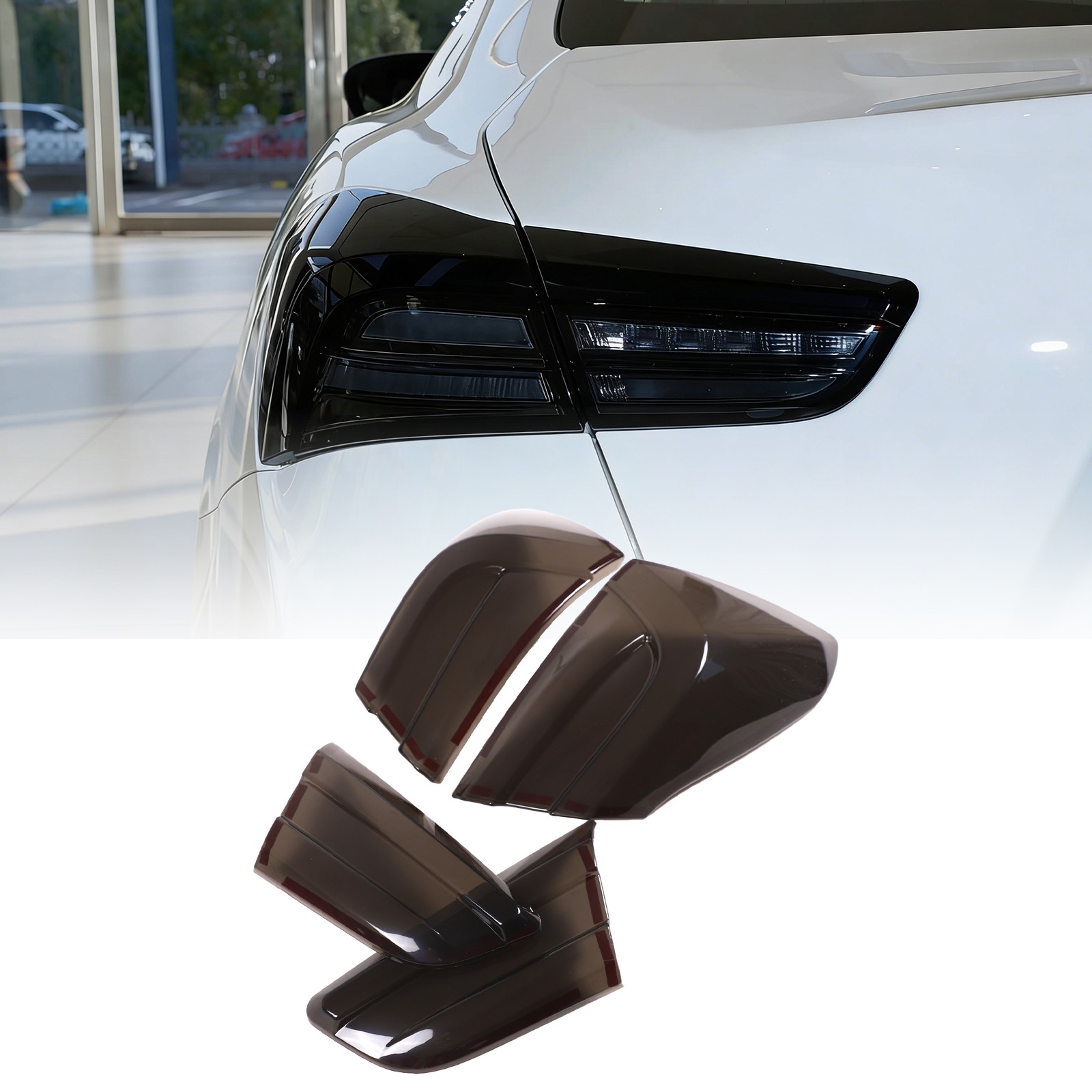 For Maserati Ghibli 21-25 4×Smoked Black ABS Tail Light Lamp Guard Cover