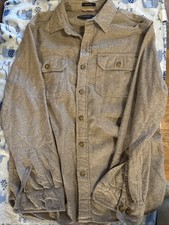 Pendleton Burnside Flannel Mens Button Up Shirt Size Med Tan Brown Long Sleeve