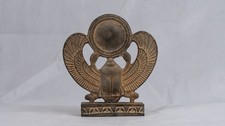 Ancient Egyptian Antique Statue Scarab Winged Wearing Sun Disk Sculpture