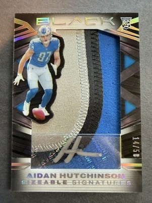 2022 Panini Black Aidan Hutchinson Silver Ink RPA 14/50 Tri Color Patch