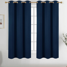Navy Blue Grommet Blackout Curtains for Bedroom Thermal Insulated Room Darkening