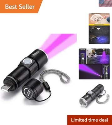 395nm Mini UV Flashlight - Rechargeable Blacklight for Pet Urine Detection