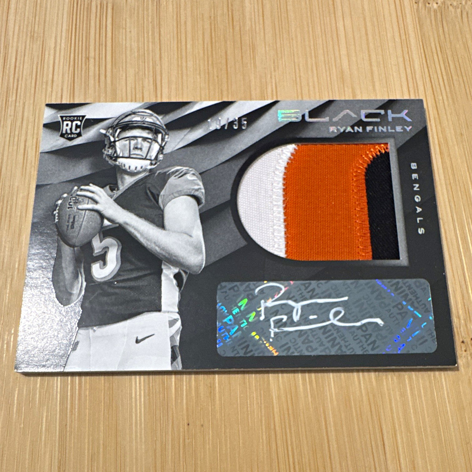 Panini 2019 Black Ryan Finley RC RPA Auto Patch /35 Bengals #103 view 1