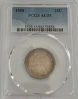 1888 seated liberty quarter 25c. PCGS AU55