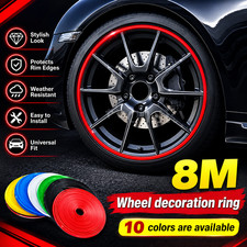8M Red Trim Strip Car Rim Protection Wheel Hub Ring Moulding Decoration Edge