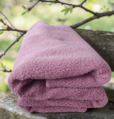 100 % WOLLE Schafwolldecke Merino Plaid  160 x 220 cm Rosa/Lila 
