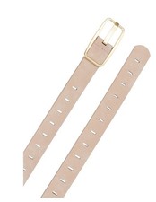 Women's Wide Beige Belt with Brass Buckle Adjustable Solid Pattern