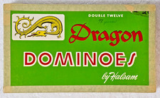 Halsam Dragon Dominoes Double Twelve Set 92pc Embossed Tiles w/ Box VTG