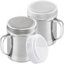 Powdered Sugar Shaker Duster - 10 Oz - Fine Mesh Dredge for Coffee Bar