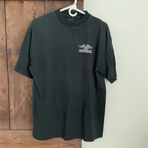 T-shirt vintage Harley Davidson Amsterdam Holland Europa taglia L nera * - Foto 2 di 10