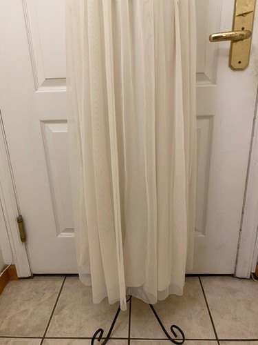 Abito vestito maxi linea A vintage nuovo senza etichette Calvin Klein panna scollo a V tulle taglia 6 - Foto 4 di 11