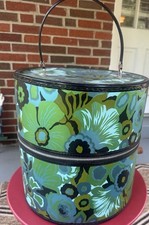 1960 s Vintage Mod Floral Wig Case Hat box 13.75 H