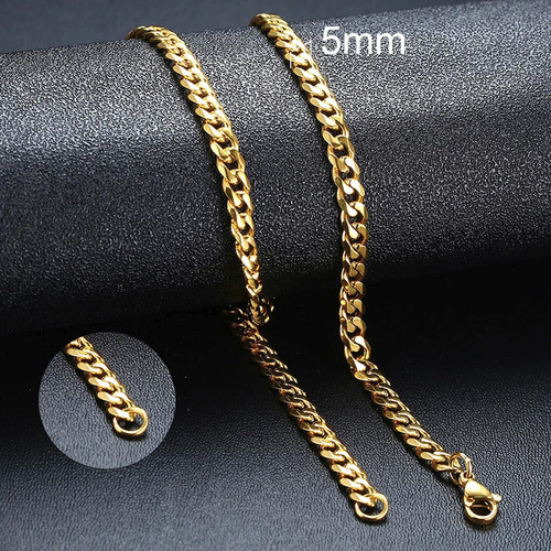 Stainless Steel Cuban Chain Necklace Miami Curb Link Silver Black Men Jewelry - Picture 13 of 48
