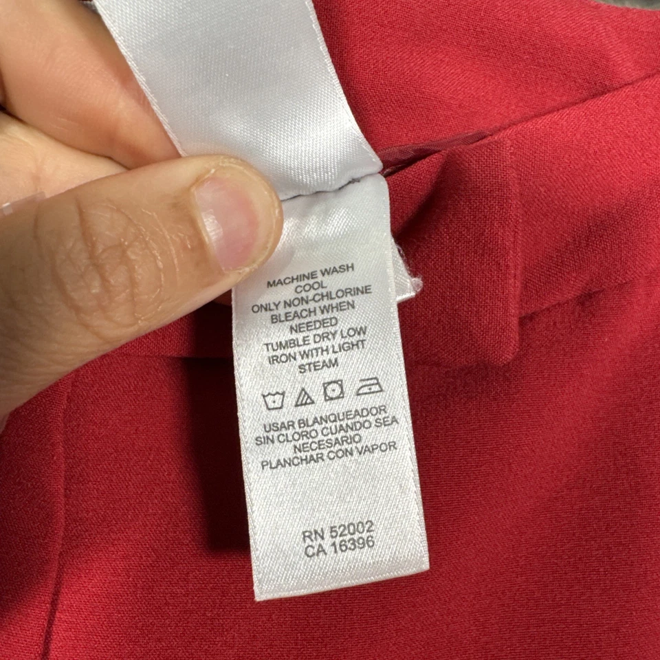 Calça social feminina Emma James mistura poli vermelha elástica com bolsos tamanho 4P pequena - Imagem 4 de 4