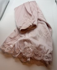 Vintage 80s Pink Shadow Line 100 Nylon Half Slip Lace Trim Small Tall