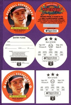 Dale Murphy Braves 1988 Fantastic Sam's Complete Disc Panel & Square Cut #13