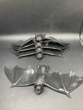 Lot of 5 Black Rubber Bats Halloween Decor Hanging Spooky Party Prop 11