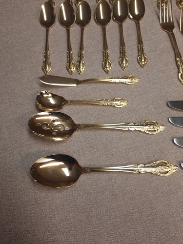 Royal Limited (52) Piece Gold Plate Flatware Set Made In Korea - Picture 2 of 10