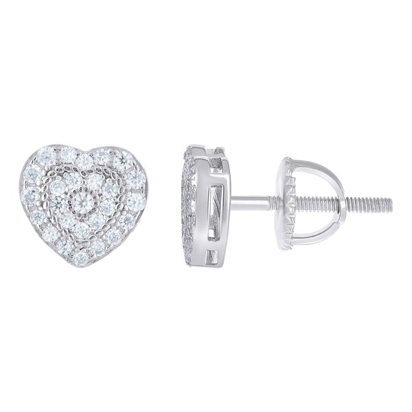 925 Sterlingsilber Moissanit 8Mm Flechten Doppel Halo Herz Ohrstecker 1/3 Karat-image