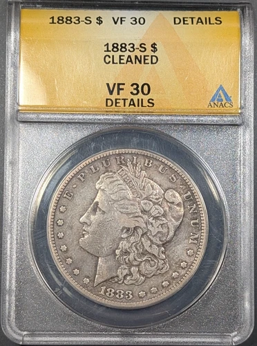 1883-S Morgan Silver Dollar $1 ANACS VF30 Details Old Glory C&C 1c Auction!