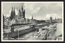 Ansichtskarte Köln a. Rhein, Frankenwerft, Dom, Groß St. Martin, Rheinbrücke 
