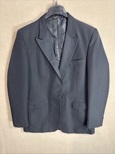 Vintage Black Tuxedo Jacket Robert Wagner Raffinati 44L One Button Peak Satin