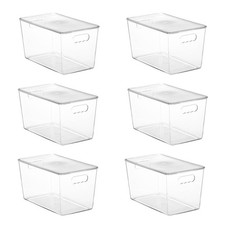 6 Pack Clear Stackable Storage Bins with Lids,XLarge Plastic Containers with ...