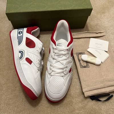 GUCCI Basket Low White Demetra Red Low-Top Men's Sneakers 12UK 12.5US MSRP  $950