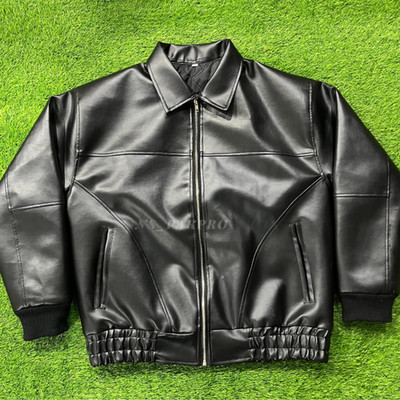 Men's Leather Jacket Black Genuine Vintage Style Leather Bomber Jacket