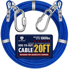 Dog Leads for Yard, 20ft Tie Out Runner Steel Wire Cable, 20 feet, 20ft-Blue