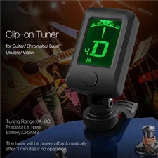 Clip-On Digital Tuner LCD Display For Chromatic Guitar Ukulele Bass Violin FSTI