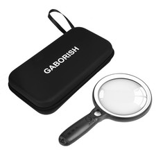 Large Magnifying Glass with 37 LED Light and Case, 10X 20X 45X Handheld Illum...