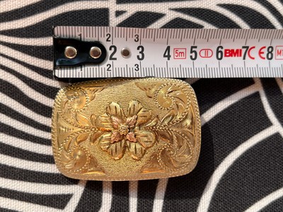 Lazy K Western Gürtelschnalle 10K Black Hills Gold Rand Vtg Cowgirl Cowboy