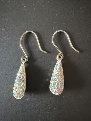 ATI Sterling Silver 925 Crystal Teardrop Dangle Earrings Thailand