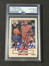 B.J. ARMSTRONG 1990-91 FLEER SIGNED AUTOGRAPHED ROOKIE CARD PSA/DNA CERTIFIED. rookie card picture