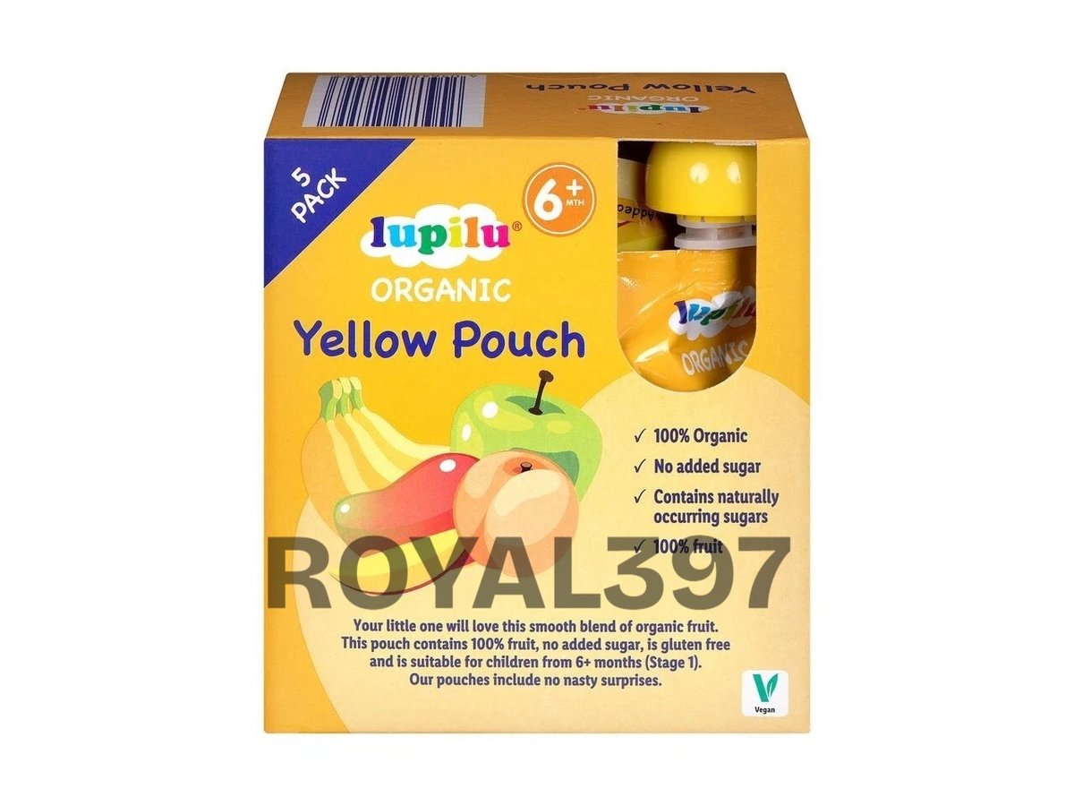Lupilu Organic Baby Food Yellow Pouches 5x90g Fruit Puree Snack Pack