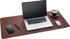 Leather Desk Mat, Office Writing Desk Pad, Large 36" x 17" Dark Brown