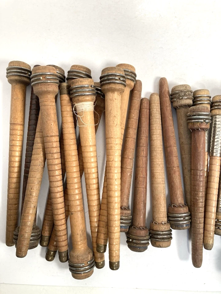Carretes de madera bobinas de madera industriales de 3"-8,75" vintage plumas mezcla lote-30: Foto 2 de 3